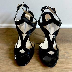 Brian Atwood / Patent Leather and Mesh High Heel / Size: 12